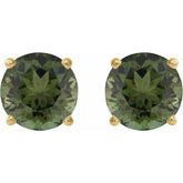 14K Yellow 6 mm Natural Green Tourmaline Stud Earrings